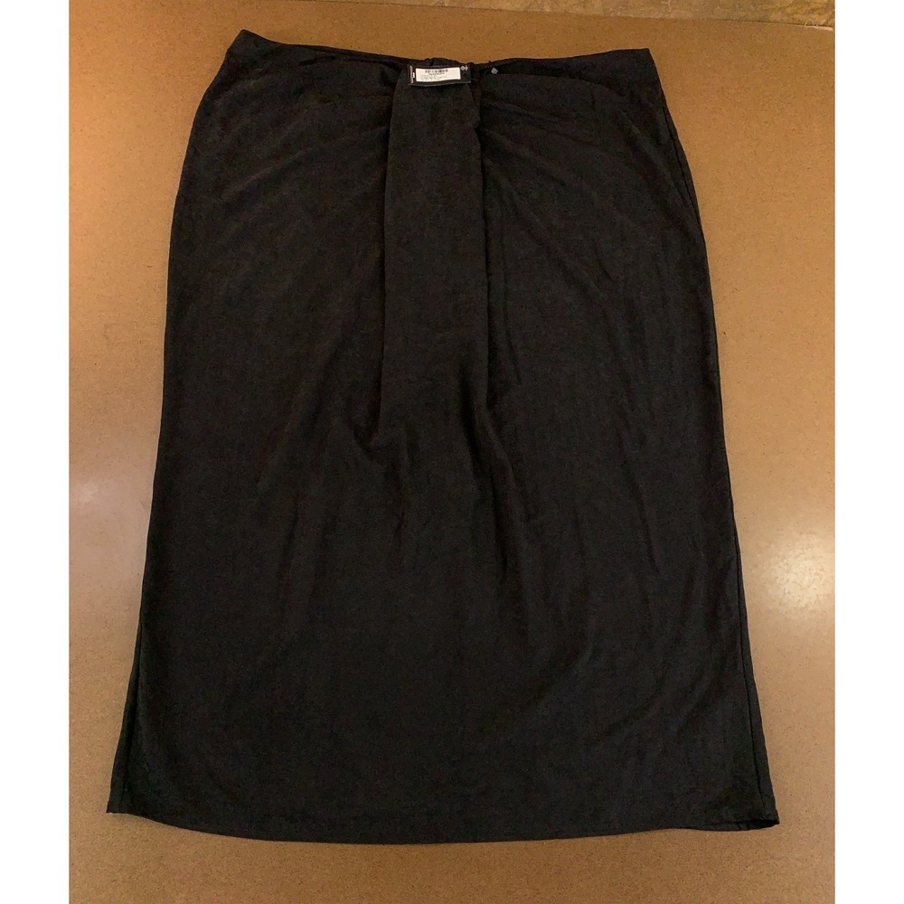 Pretty Little Thing Womens US Size 20 Black Peachskin Drape Front Maxi Skirt NWT